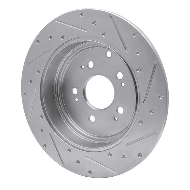 Honda Ridgeline Brake Rotor (1) - Rear Left - R1 Concepts - Drilled & Slotted - Silver - `06-`14